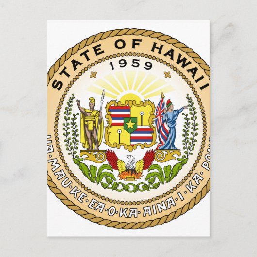 Hawaii Staat Siegel Postkarte (Vorderseite)