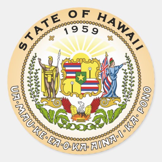 Hawaii Staat Siegel Runder Aufkleber (Vorderseite)