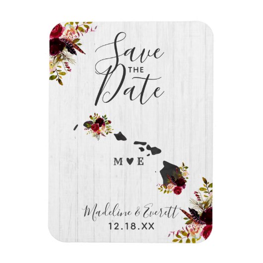 Hawaii Staat Zielort Rustikal Save the Date Magnet (Vertikal)