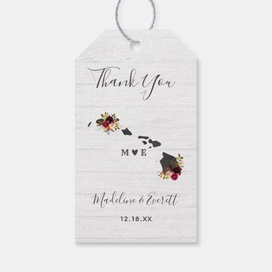 Hawaii Staat Zielort Rustikale Hochzeit Vielen Dan Geschenkanhänger (Rückseite)