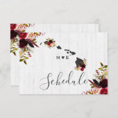 Hawaii Staat Zielort Rustikale Hochzeit Zeitplan Einladung (Vorne/Hinten)