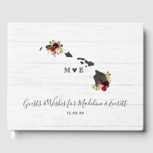 Hawaii Staat Zielort Rustikale Hochzeitmonogramm Gästebuch