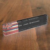 Hawaii-Staats-Flagge auf altem hölzernem Korn Namensplakette (Seite)