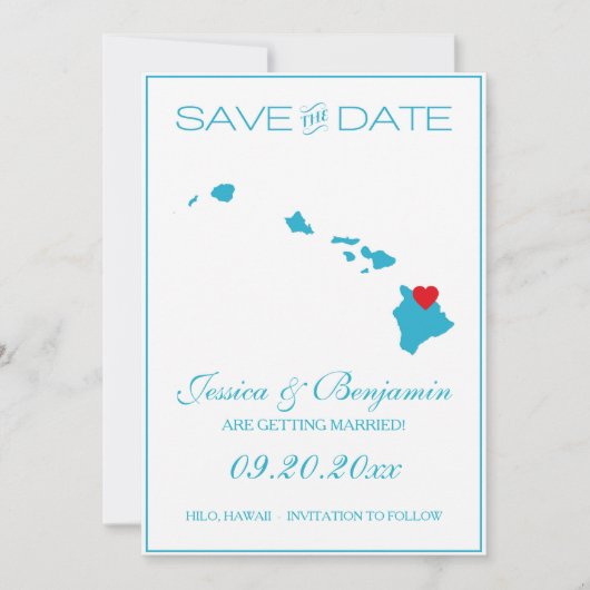 Hawaii-Staats-Karten-Save the Date Karten (Vorderseite)