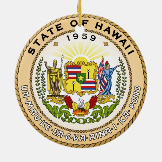Hawaii-Staats-Siegelamerika-Republiksymbolflagge Keramikornament (Hinten)