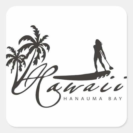 Hawaii Standup Paddle Quadratischer Aufkleber (Vorderseite)