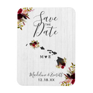 Hawaii State Destination Rustikale Save-the-Date Magnet
