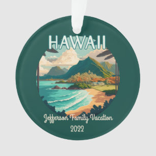 Hawaii-Strand-Familienurlaub Vintage Retro Ornament