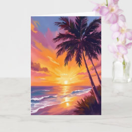Hawaii-Strand-Sonnenuntergang-Malerei-Reise Karte