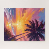 Hawaii-Strand-Sonnenuntergang-Malerei-Reise Puzzle (Horizontal)