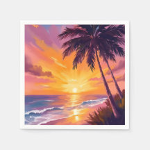Hawaii-Strand-Sonnenuntergang-Malerei-Reise