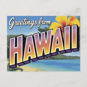Hawaii-Strand und Hibiskus Postkarte