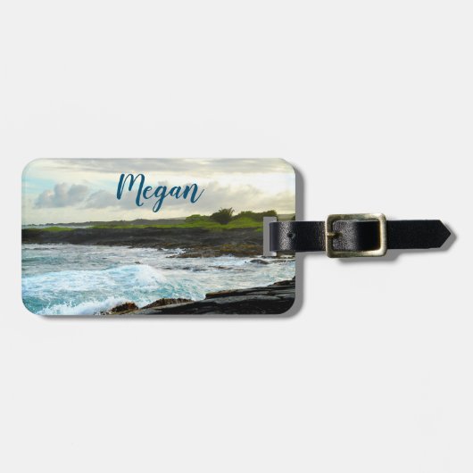 Hawaii Strand Wolken aus schwarzem Sand Foto indiv Gepäckanhänger (Vorderseite horizontal)