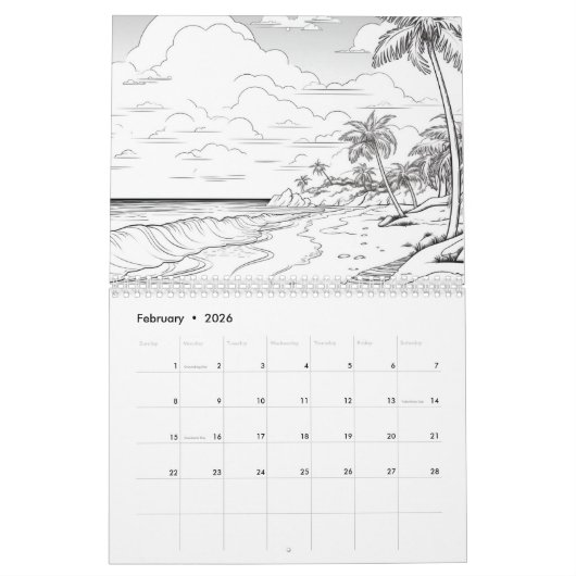 Hawaii Strände Farbe Es sich selbst Kalender (Feb 2026)
