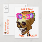 Hawaii Style Halloween Skull Postkarte (Vorne/Hinten)