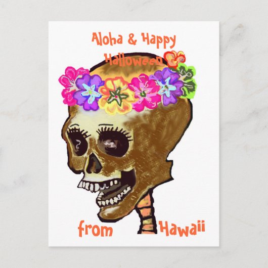 Hawaii Style Halloween Skull Postkarte (Vorderseite)