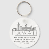Hawaii Stylized Skyline | Benutzerdefinierter Slog Schlüsselanhänger (Vorderseite)