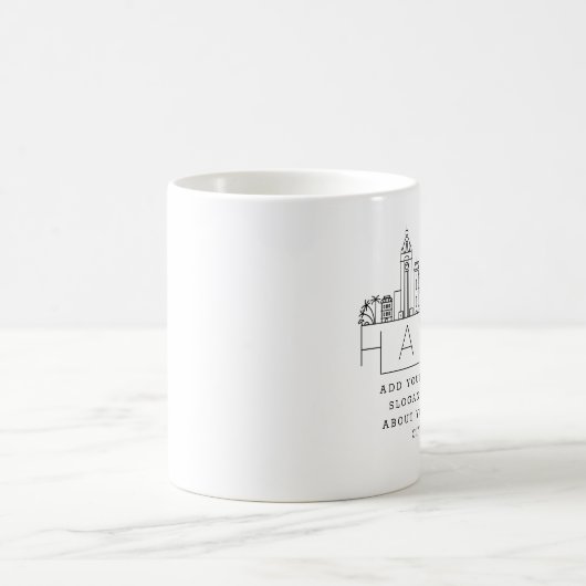 Hawaii Stylized Skyline | Kundenspezifischer Sloga Kaffeetasse (Mittel)