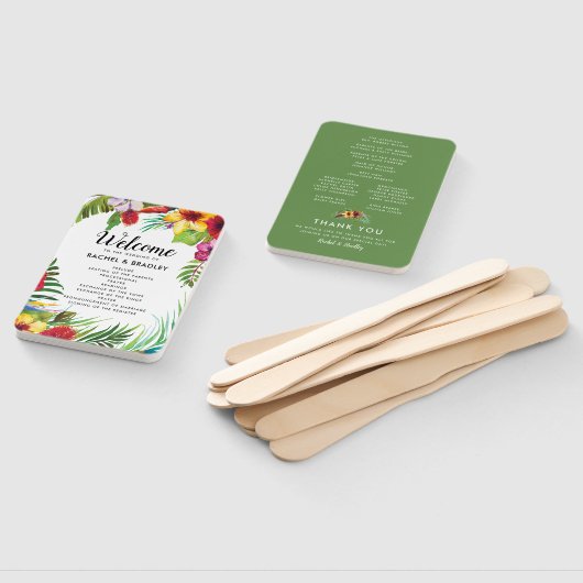 Hawaii Summer Tropical Beach Wedding Program Fächer (Non-assembled)
