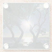 Hawaii Sunlit Trees Ocean Shore Color Fotografie Glasuntersetzer (Rückseite)