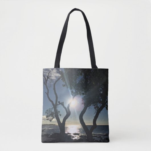 Hawaii Sunlit Trees Shore Blue Nature Fotografy Tasche (Vorderseite)