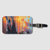 Hawaii Sunset Calligraphy Simple Professional Name Gepäckanhänger (Vorderseite (Horizontal))