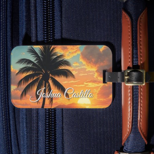 Hawaii Sunset Calligraphy Simple Professional Name Gepäckanhänger (Vorderseite Insitu 4)
