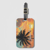 Hawaii Sunset Calligraphy Simple Professional Name Gepäckanhänger (Vorderseite Vertikal)