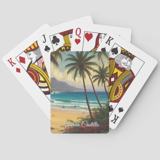 Hawaii Sunset Calligraphy Simple Professional Name Spielkarten (Rückseite)