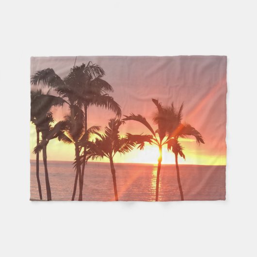 Hawaii Sunset Designed Fleece Blanket (Vorderseite (Horizontal))