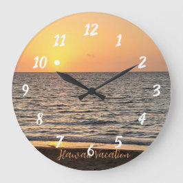 Hawaii Sunset Fotograf Große Wanduhr