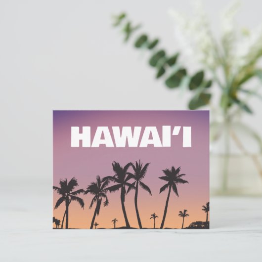 Hawaii Sunset Palm Tree Gradient Sky Postcard Postkarte (Stehend Vorderseite)