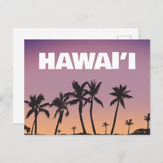Hawaii Sunset Palm Tree Gradient Sky Postcard Postkarte (Vorne/Hinten)