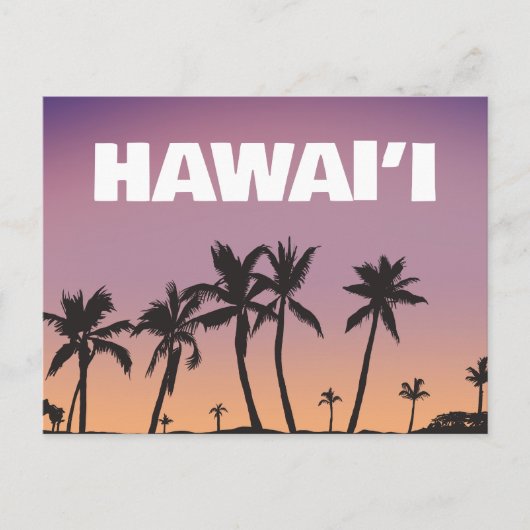 Hawaii Sunset Palm Tree Gradient Sky Postcard  Postkarte (Vorderseite)
