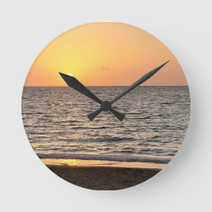Hawaii Sunset Runde Wanduhr