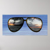 Hawaii Sunset Sonnenbrille Poster (Vorne)