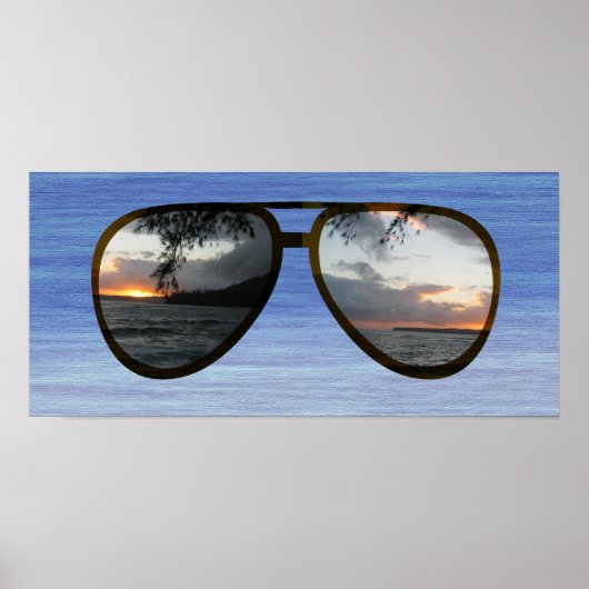 Hawaii Sunset Sonnenbrille Poster (Vorne)