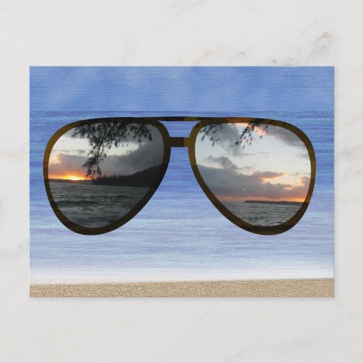 Hawaii Sunset Sonnenbrille Postkarte (Vorderseite)