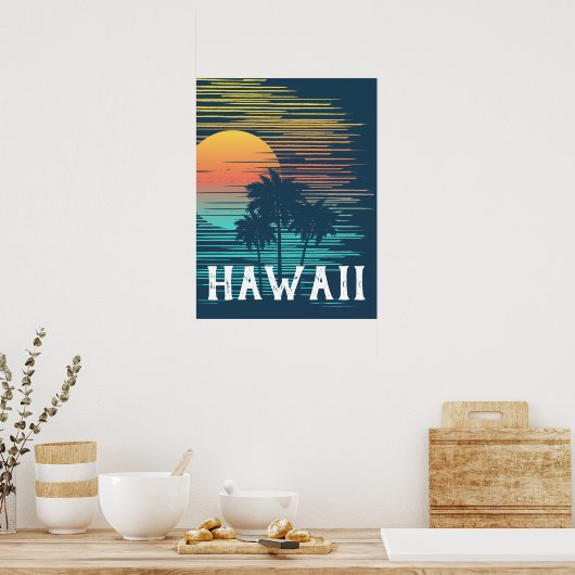 Hawaii Sunset Sunrise Graphic Topical Rainforest Poster (Küche)