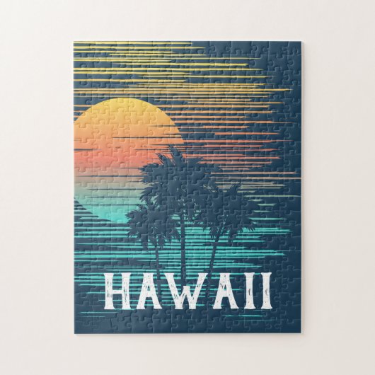 Hawaii Sunset Sunrise Graphic Topical Rainforest Puzzle (Vertikal)