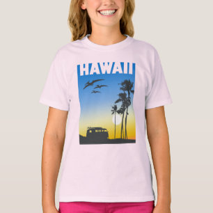 Hawaii Sunset Surf Dinosaur Girls' T-Shirt