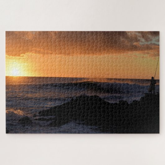 Hawaii Sunset Surf Fishing - 20x30 - 1014 Stk. Puzzle (Horizontal)