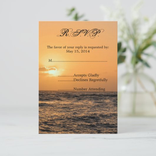 Hawaii Sunset Wedding RSVP (Stehend Vorderseite)