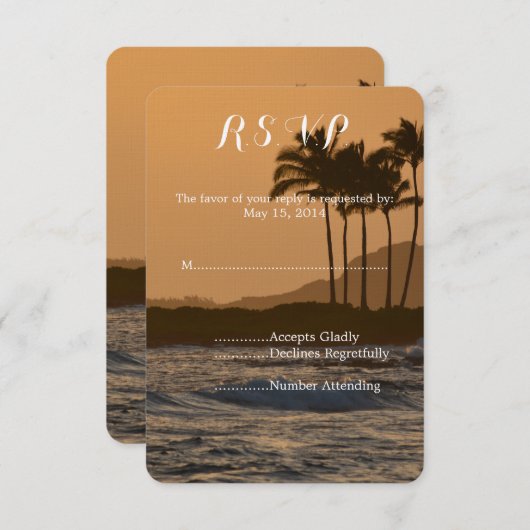 Hawaii Sunset Wedding RSVP (Vorne/Hinten)