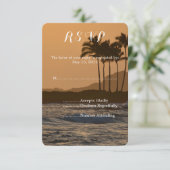 Hawaii Sunset Wedding RSVP Karte (Stehend Vorderseite)