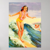 Hawaii Surf Vintage Reise Poster (Vorne)