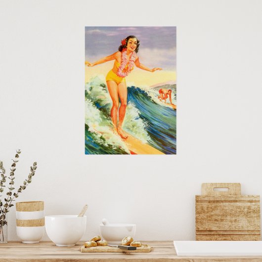 Hawaii Surf Vintage Reise Poster (Küche)