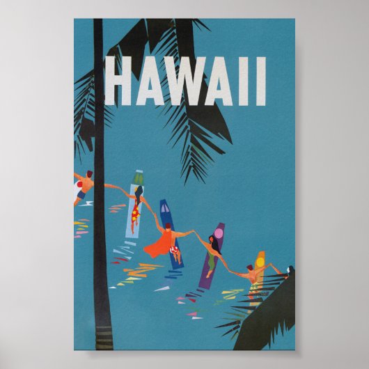 Hawaii Surfboards Vintage Travel Poster (Vorne)