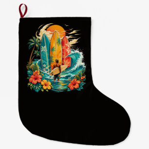 Hawaii Surfbrett Welle Strand Surfer Vintage Großer Weihnachtsstrumpf