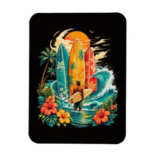 Hawaii Surfbrett Welle Strand Surfer Vintage Magnet